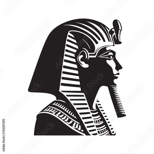 Dynamic Pharaoh Seti Silhouette - Conveying the Power and Authority of Ancient Egypt in Striking Illustration - Minimallest Pharaoh Seti Vector
