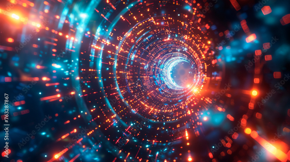 A vibrant abstract spiral featuring shades of blue and red swirling together in a mesmerizing pattern. The colors blend, contrast, creating a dynamic visually, engaging composition. Banner. Copy space A vibrant abstract spiral featuring shades of blue and red swirling together in a mesmerizing pattern. The colors blend, contrast, creating a dynamic visually, engaging composition. Banner. Copy space