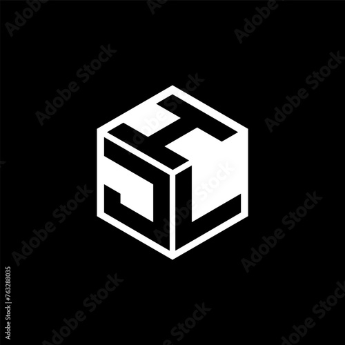 JLH letter logo design with black background in illustrator, cube logo, vector logo, modern alphabet font overlap style. calligraphy designs for logo, Poster, Invitation, etc.
