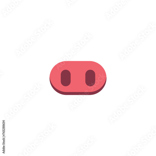 Pig pink nose icon. Color vector illustration on white background.  
