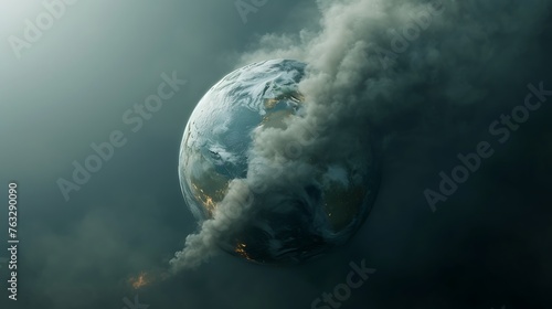 Planet Earth climate change disaster concept