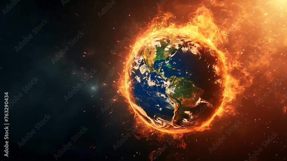 Burning Planet Earth represents climate change