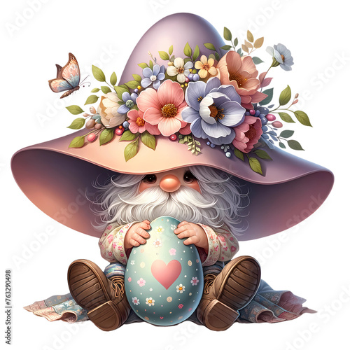 cute gnome with easter eggs