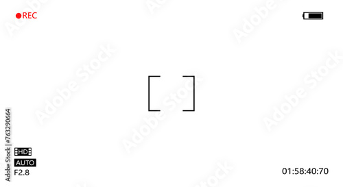 Camera frame viewfinder screen of video recorder digital display. Transparent background.