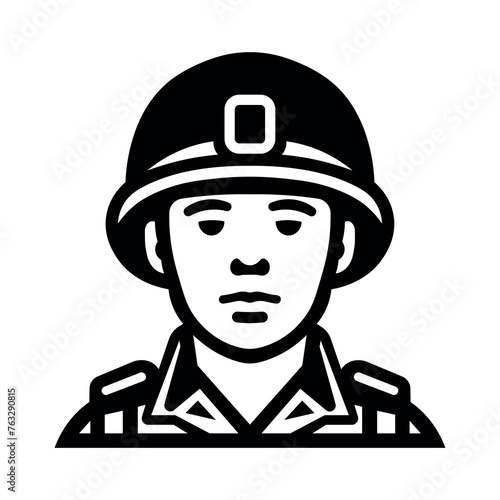 black vector soldier icon on white background