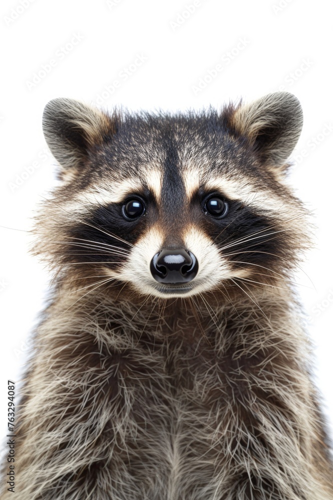 Fototapeta premium Cute Funny Raccoon Portrait Isolated on White Background