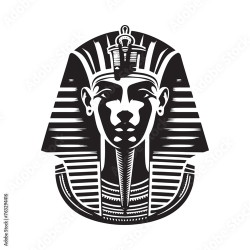Eternal Pharaoh Tutankhamun Silhouette Legacy - An Everlasting Tribute to the Kings of Old with Illustration - Minimallest Vector
