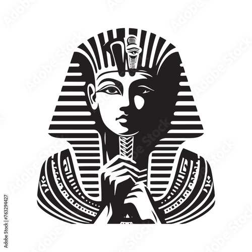 Legendary Pharaoh Tutankhamun Silhouette Journey - A Visual Odyssey through the Sands of Time with Illustration - Minimallest Vector
