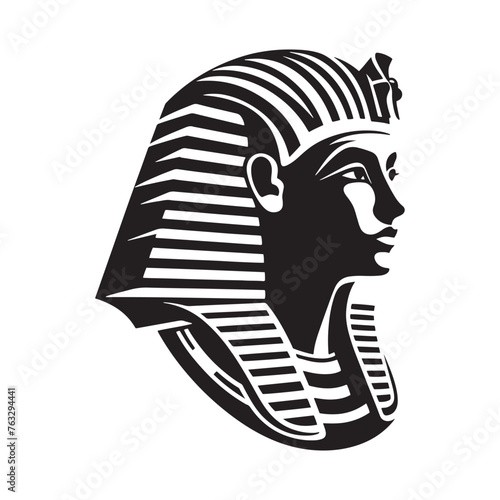 Mystical Pharaoh Tutankhamun Silhouette Reverie - Drifting through the Sands of Antiquity with Illustration - Minimallest Vector
