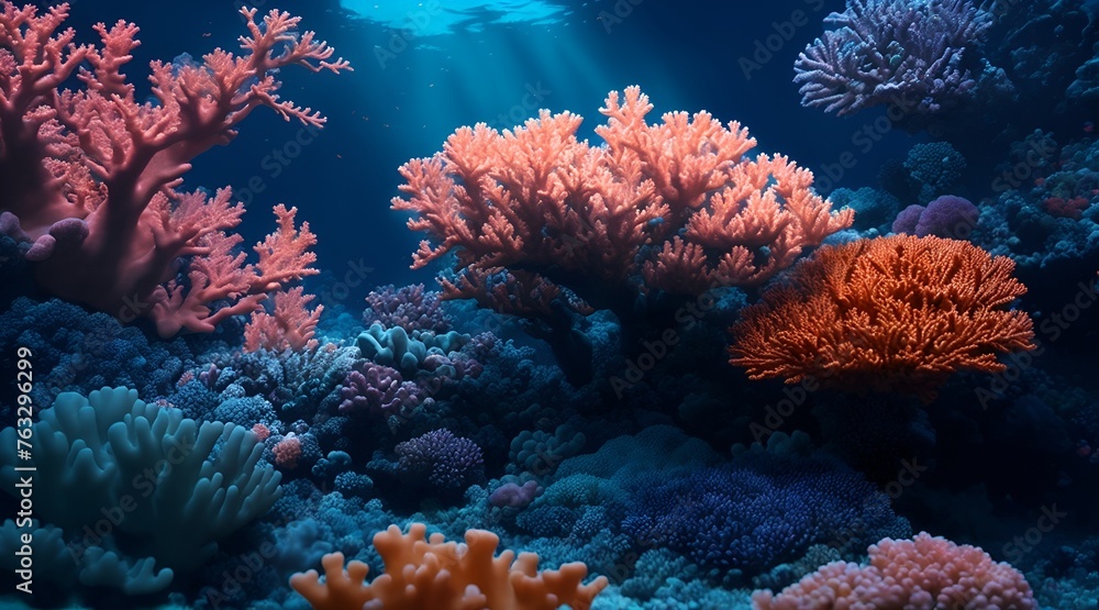 Naklejka premium coral reef with small fish