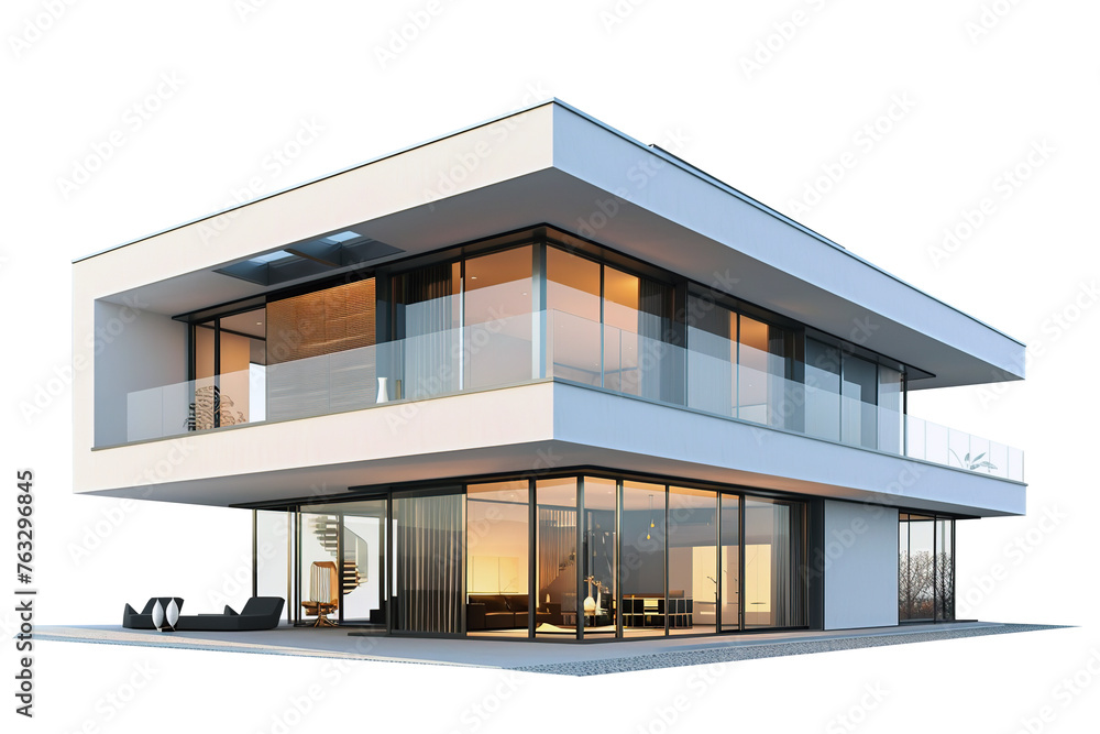 Luxury modern house on earth isolated on white or transparent background. PNG