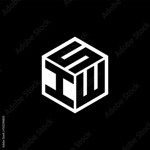 IWS letter logo design with black background in illustrator, cube logo, vector logo, modern alphabet font overlap style. calligraphy designs for logo, Poster, Invitation, etc. photo