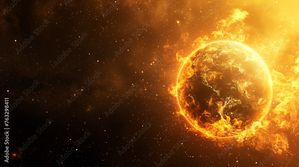 Burning Planet Earth represents climate change Burning Planet Earth represents climate change