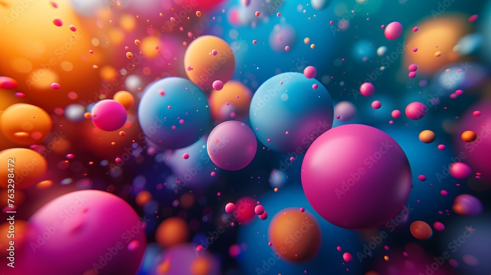 abstract of colorful balls are flying in the air, illustration from Generative AI abstract of colorful balls are flying in the air, illustration from Generative AI