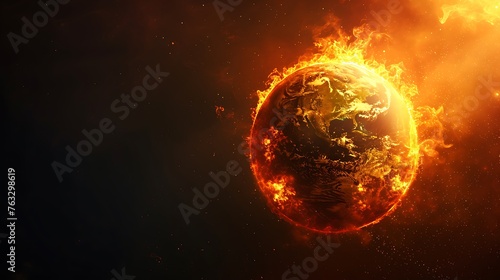 Burning Planet Earth represents climate change