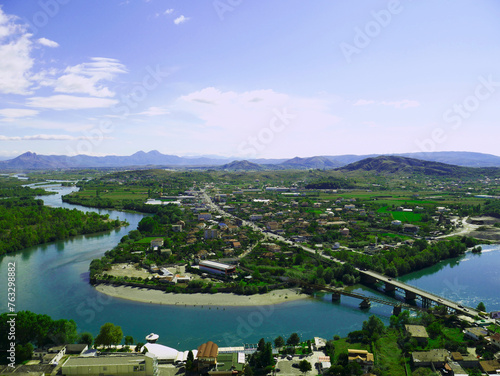 View of the city of the river at Shkodër