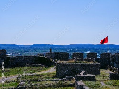 Albanian flag at Shkodër castle