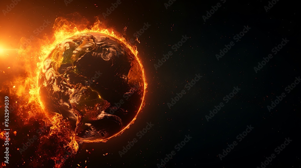 Burning Planet Earth represents climate change Burning Planet Earth represents climate change