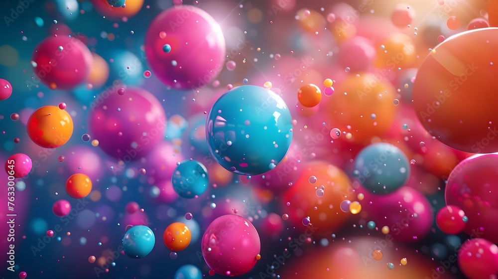 abstract of colorful balls are flying in the air, illustration from Generative AI