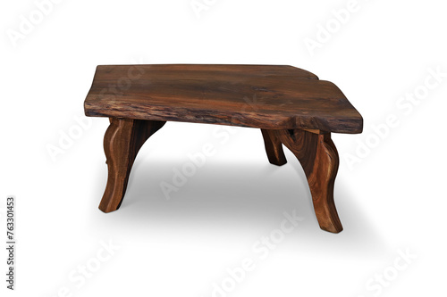 old wooden table in white background