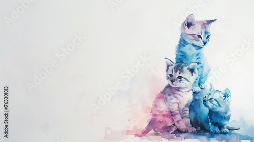 Stacked whimsical watercolor cats  artistic representation of pets  creativity and expression in animal art