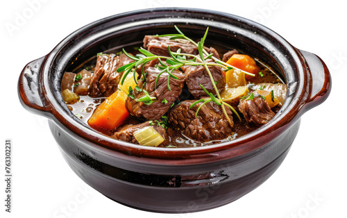 Delighting in Homemade Beef Stew, White Background, Generative AI. Transparent PNG