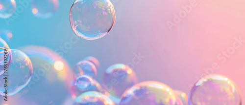 Colorful soap bubbles against a gradient background, the playful physics of light and surface tension, joy and lightness of heart