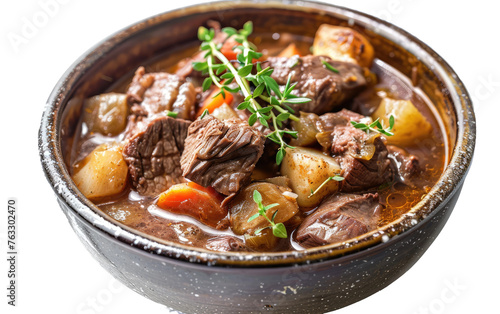 Cozying Up with a Bowl of Beef Stew, White Background, Generative AI. Transparent PNG