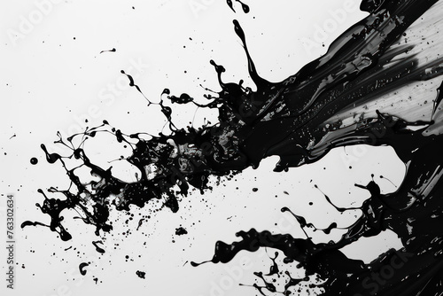 A black and white image of a splash of paint on a white background
