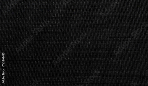 Black fabric texture background, fabric texture of natural cotton or linen textile material