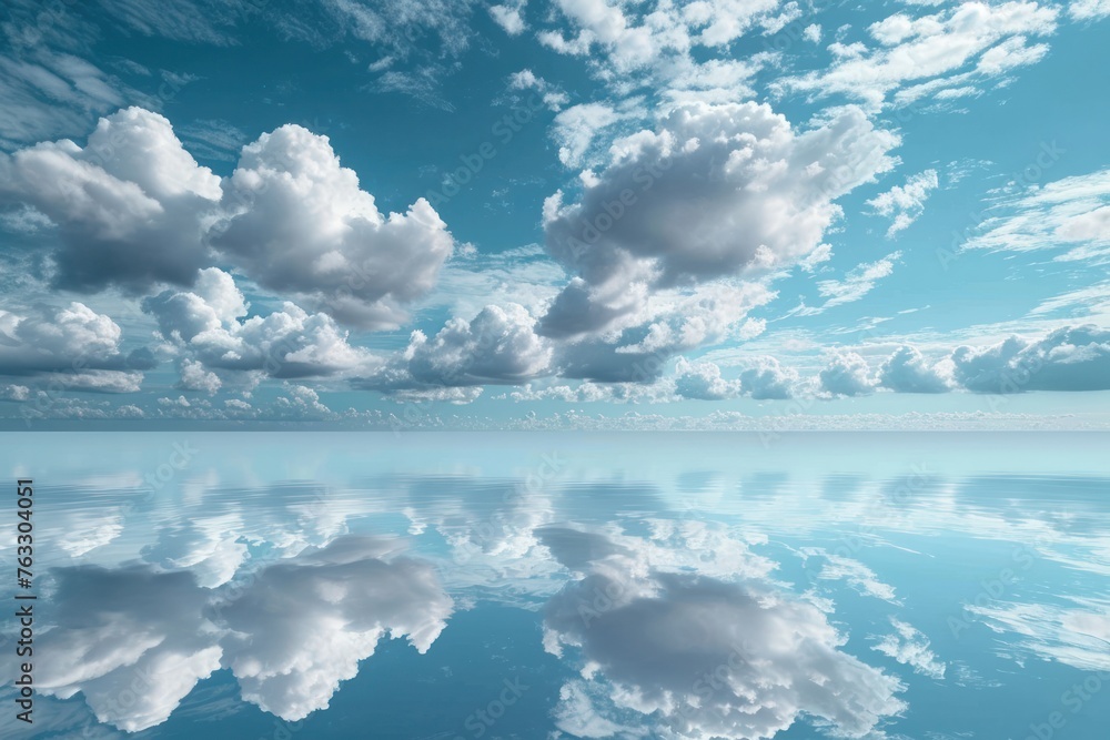 Water surface cloud horizon clean peaceful smooth heaven dream.