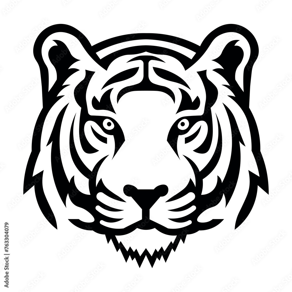 black vector tiger icon on white background