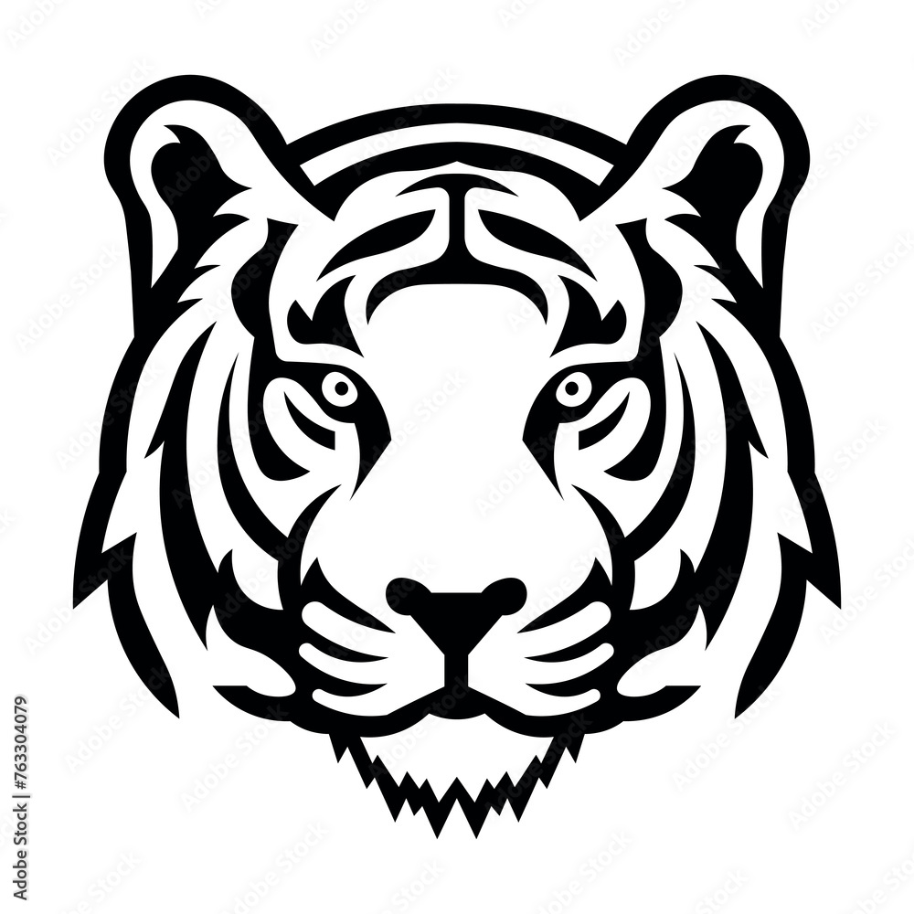 black vector tiger icon on white background black vector tiger icon on white background