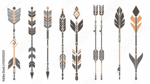 Arrows in boho style. Tribal arrows. Indian style arrows. Modern collection of hipster arrows.
