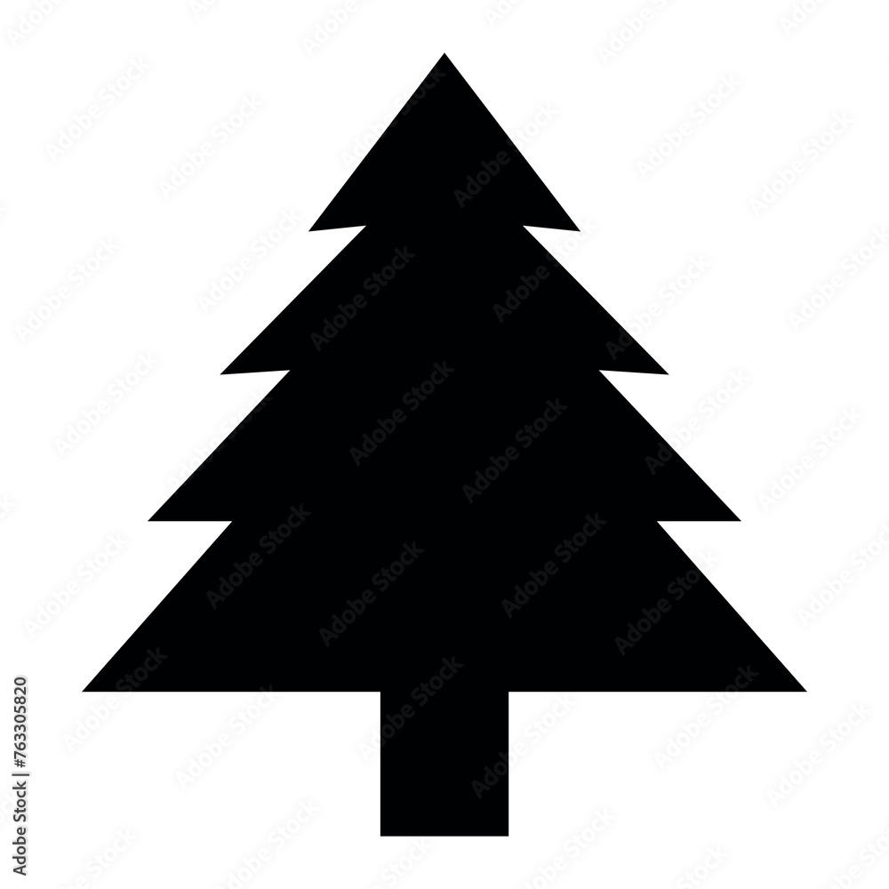 black vector tree icon on white background