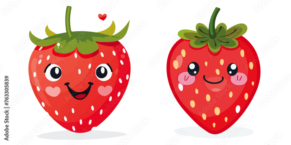 Happy Strawberry Cartoon Character vector
