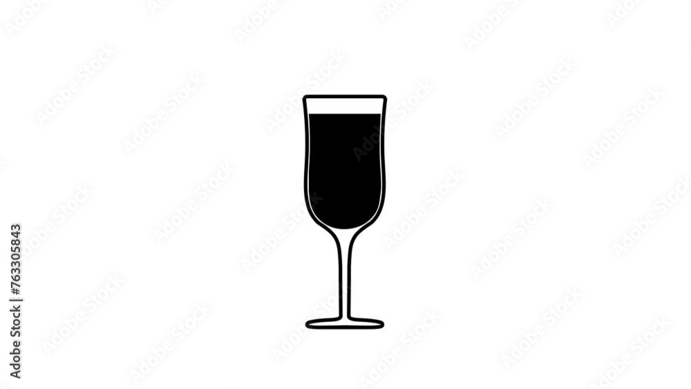 Animation symbolizing the prohibition of alcohol consumption. Black icon of a glass with wine and a red prohibition sign. Animation on a transparent background with an alpha channel. Animation symbolizing the prohibition of alcohol consumption. Black icon of a glass with wine and a red prohibition sign. Animation on a transparent background with an alpha channel.