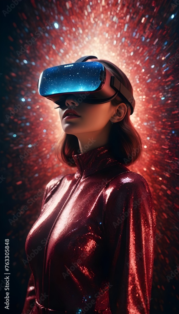 A person wearing Virtual reality glasses A person wearing Virtual reality glasses
