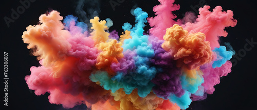 Colorful smoke on a black background, resembling a holy powder explosion.