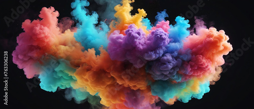 Colorful smoke on a black background, resembling a holy powder explosion.