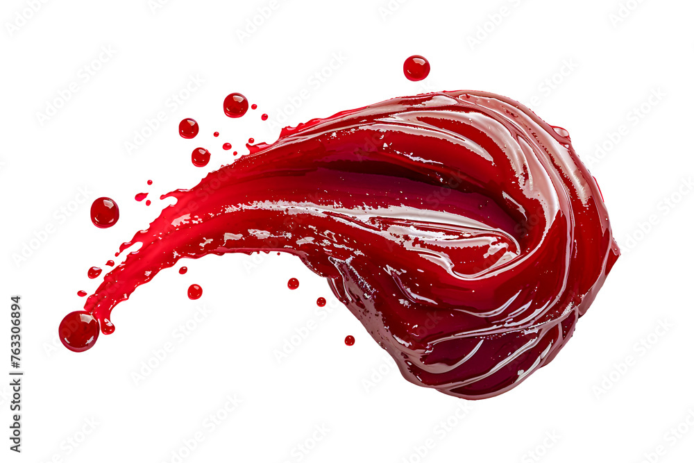 Red jam smears on white background