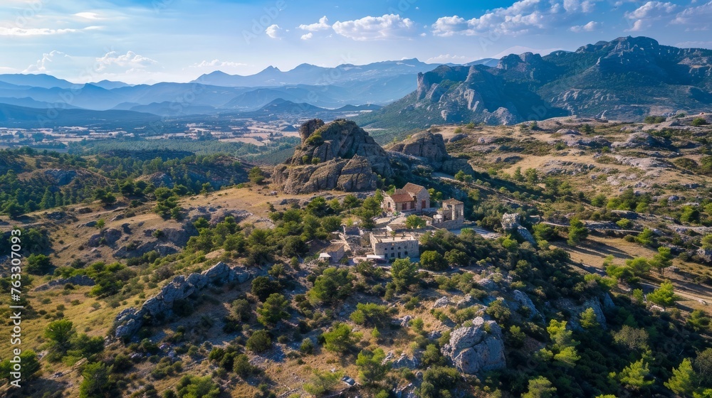 Aerial drone photo of famous park of souls in mountain of Parnitha, Attica, Greece