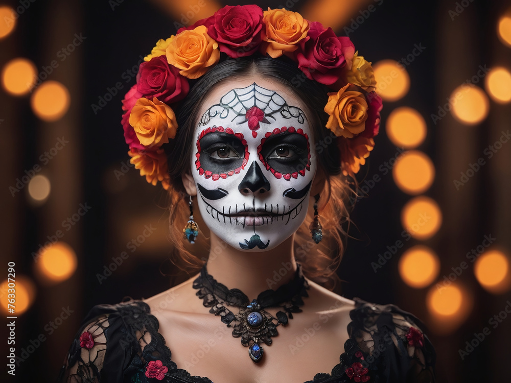 Photograph Of Day Of The Dead Promotion With Sugar Skull Makeup