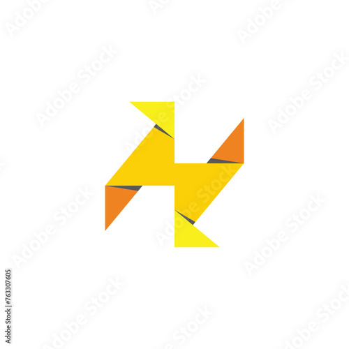 thunder bolt paper fold 3d shadow logo vector