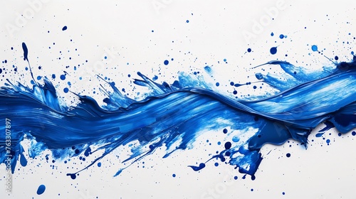 Dynamic Electric Blue Paint Splash on a White Background