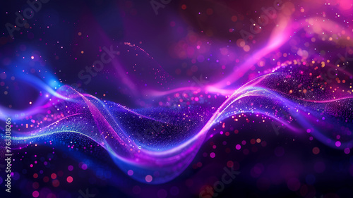 abstract background with purple glowing waves and particles