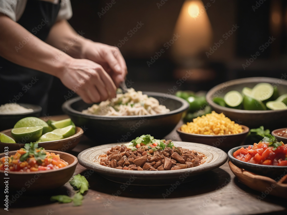 Obraz premium Photograph Of Traditional Mexican Culinary Preparation