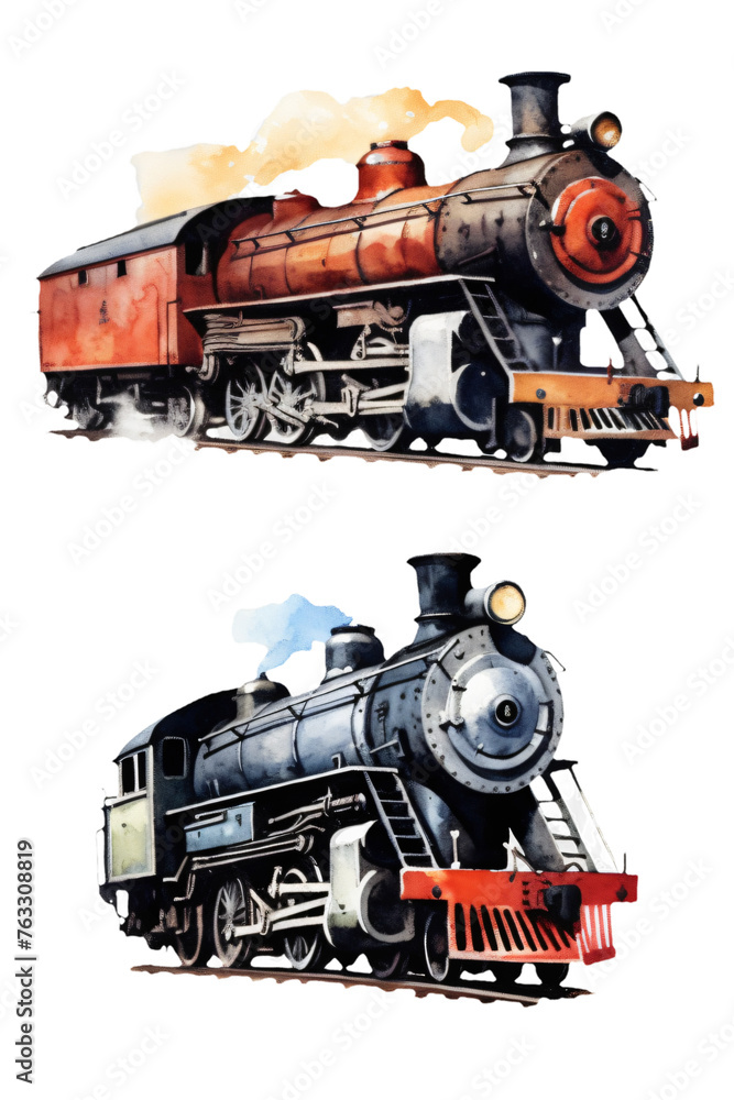 Watercolor art capturing the historic essence of railway transportation