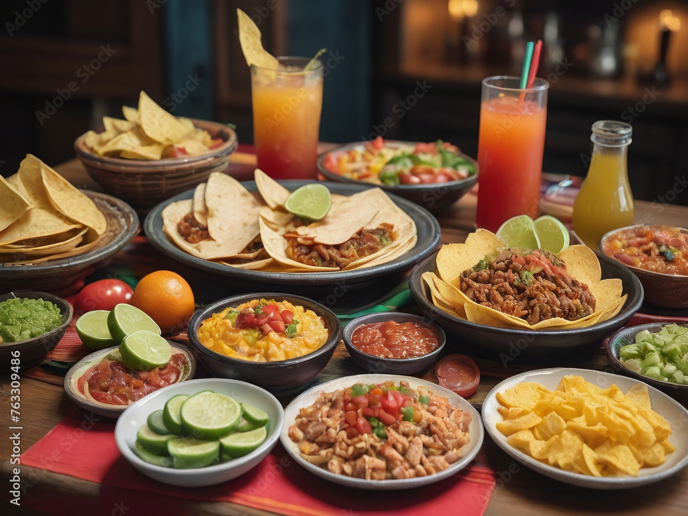 Photograph Of Table With Food For Cinco De Mayo Photograph Of Table With Food For Cinco De Mayo