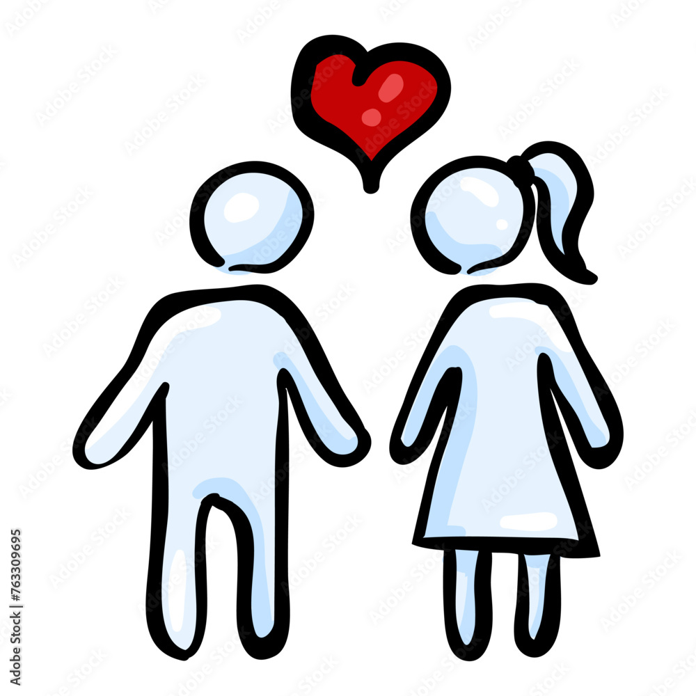 Fototapeta premium Couple in Love Hand Drawn Doodle Icon